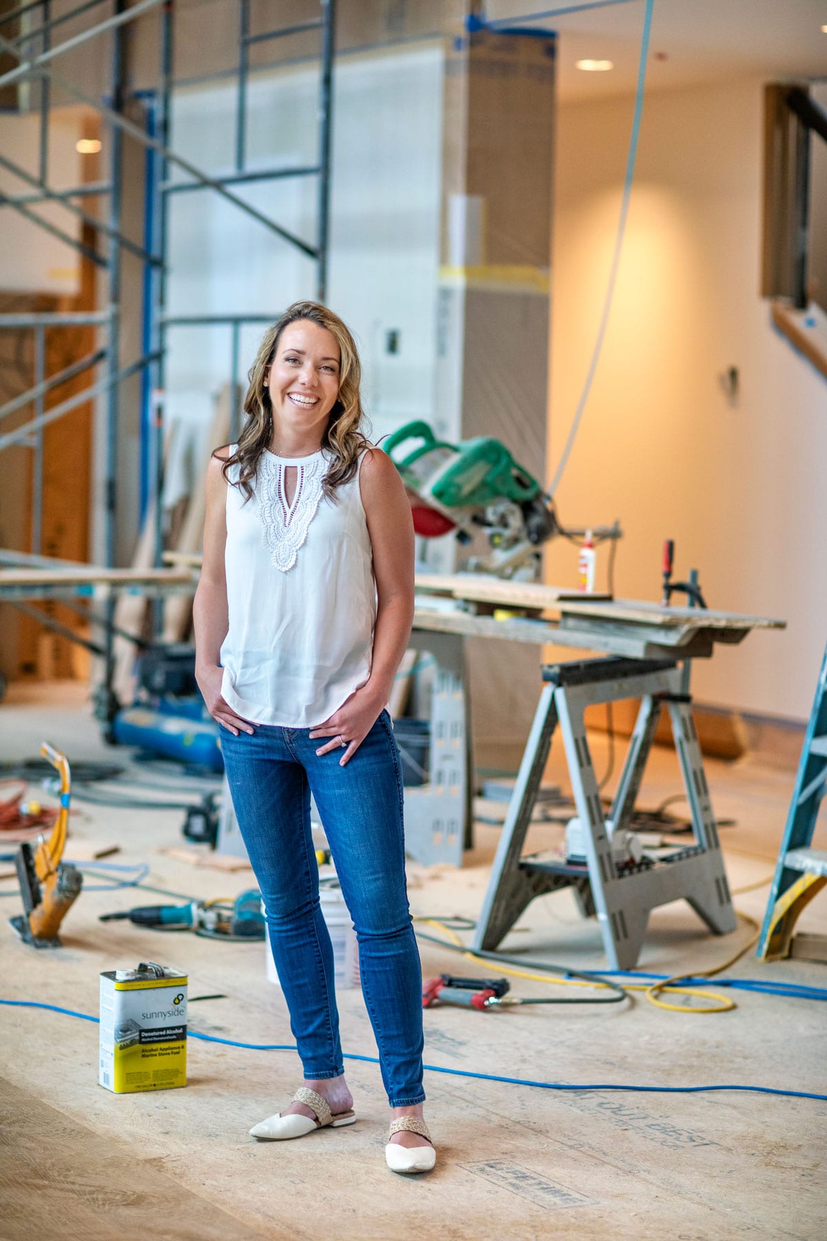 Elizabeth Ellis on a construction site
