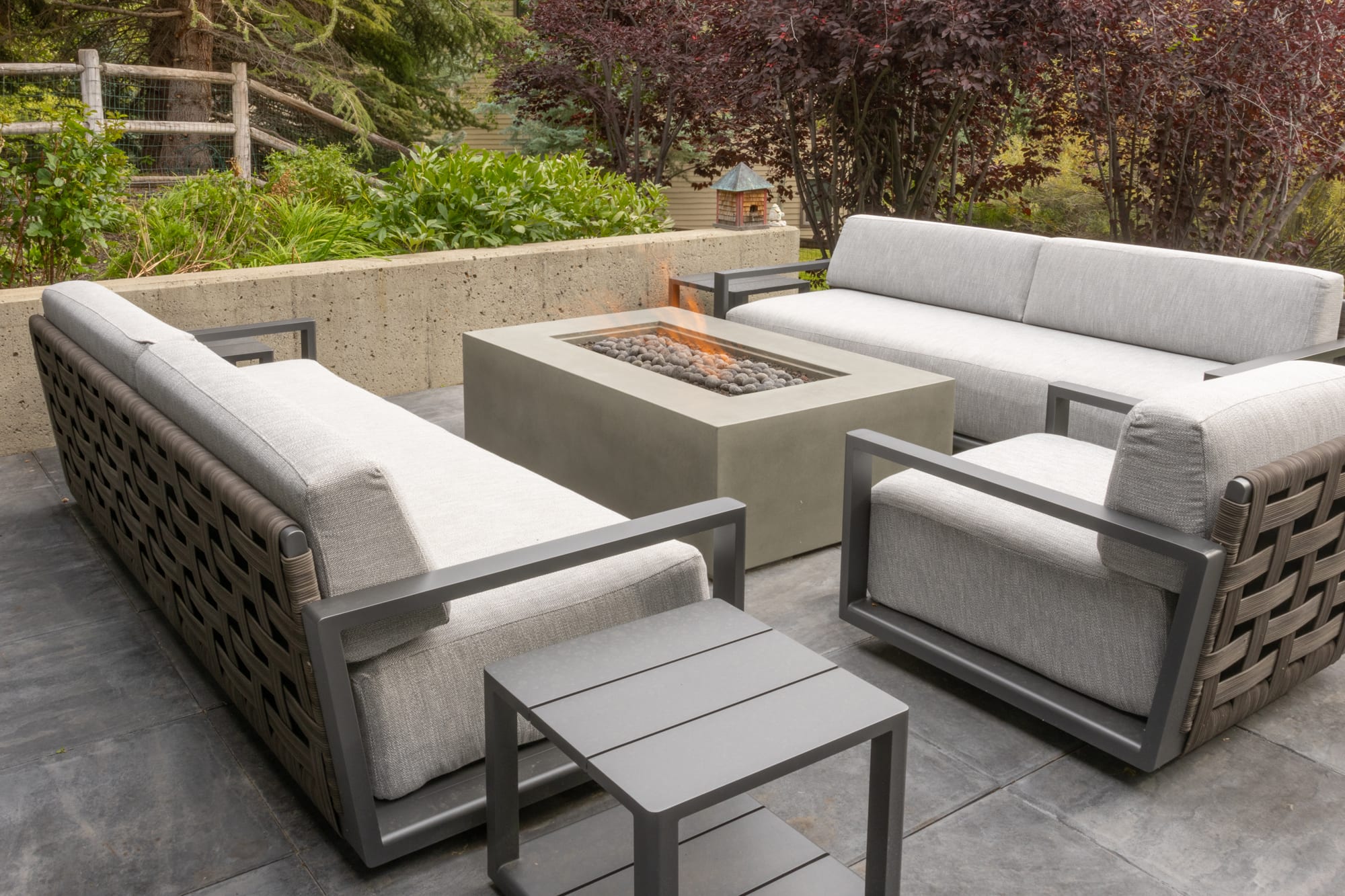 Outdoor seating with a firepit